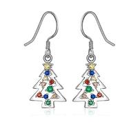 Orecchini a forma di albero di Natale, fiocco di neve, pupazzo di neve, Babbo Natale, Halloween, ragno, coniglio, trifoglio in argento sterling S925, regalo di Natale, Metallo, Zirconia cubica