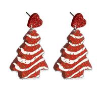 Orecchini a forma di albero di pan di zenzero con ciondolo a forma di albero di alpaca, in acrilico, per feste di gioielleria, per Natale, Taglia unica, come descritto