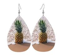Orecchini a forma di ananas sulla spiaggia, orecchini in pelle da donna, adatti per feste e uso quotidiano
