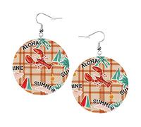 Orecchini a forma di aragosta con quadri arancioni Orecchini psichedelici ondulati con sorriso a forma rotonda in pelle Orecchini pendenti leggeri da donna Gioielli perfetti da indossare tutti i giorn