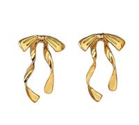 Orecchini a forma di arco minimalisti orecchini a goccia a prua intrecciati Elegante accessorio per la dichiarazione del nastro 3D per le donne adatto per le feste, il lavoro e la vita quotidiana