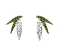 Orecchini a forma di bambù in bambù chiaro verde nuovo stile cinese orecchini eleganti da donna con smalto smaltato di lusso