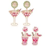 Orecchini a forma di calice da champagne e cocktail tequila Martini Margarita, divertenti novità colorati calici da vino fatti a mano calice alcol spiaggia vacanza orecchini regali drink per le donne