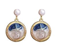 Orecchini a forma di carlino, in argento, con motivo a tema marino, in argento, Taglia unica, lega di alluminio, Nessuna pietra preziosa