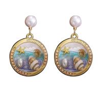 Orecchini a forma di carlino, in argento, con motivo a tema marino, in argento, Taglia unica, lega di alluminio, Nessuna pietra preziosa