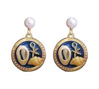 Orecchini a forma di carlino, in argento, con motivo a tema marino, in argento, Taglia unica, lega di alluminio, Nessuna pietra preziosa
