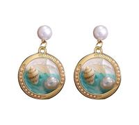 Orecchini a forma di carlino, in argento, con motivo a tema marino, in argento, Taglia unica, lega di alluminio, Nessuna pietra preziosa