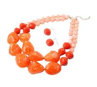 Orecchini a forma di collana con perline a strati Set per le donne Boho Acrilico con perline ciondola gancio Orecchino a cerchio Fili grossi Collare bavaglino grande per gioielli per feste di nozze