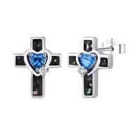 Orecchini a forma di croce Abalone, in argento Sterling 925, a forma di croce, regalo per donne, M, Argento sterling, Nessuna pietra preziosa