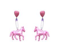 Orecchini a forma di cuore a forma di cavallo, lunghi in resina, pendenti in stile punk, adatti per donne giovani orecchini punk, Misura unica, come descritto, come descritto