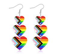 Orecchini a Forma di Cuore Arcobaleno Pride, Orecchini con Cuore Arcobaleno, Arcobalenos Cuores Pride per Le Donne Orecchini, Gioielli Orgoglio Arcobalenos LGBTQ per Eventi, Festival e Raduni (B)