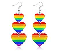 Orecchini a Forma di Cuore Arcobaleno Pride, Orecchini con Cuore Arcobaleno, Arcobalenos Cuores Pride per Le Donne Orecchini, Gioielli Orgoglio Arcobalenos LGBTQ per Eventi, Festival e Raduni (A)