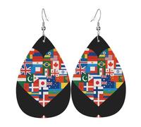 Orecchini a forma di cuore con bandiera a goccia, in pelle, da donna, con gancio, alla moda, vintage, per feste, uso quotidiano, Misura unica, Pelle