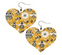 Orecchini a forma di cuore con stampa di api, leggeri, accessori da donna perfetti per feste e San Valentino.
