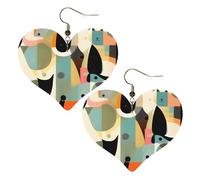 Orecchini a forma di cuore con stampa di gatti di arte moderna della metà del secolo, accessori leggeri da donna, perfetti per feste e San Valentino.