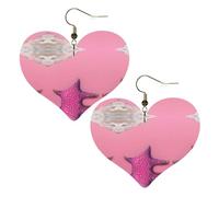 Orecchini a forma di cuore con stampa di sabbia rosa, accessori da donna leggeri, perfetti per feste e San Valentino.