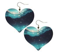 Orecchini a forma di cuore con stampa di stelle di fantascienza, leggeri, accessori da donna perfetti per feste e San Valentino.