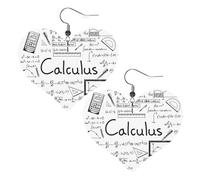Orecchini a forma di cuore con stampa geometrica matematica geek calcolo, in pelle, eleganti e leggeri, pendenti per donne e ragazze, taglia unica, in pelle, senza pietre preziose