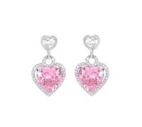 Orecchini A Forma Di Cuore Con Zirconi Micro-intarsiati, Stile Leggero E Lussuoso, For Donna, Eleganti E Versatili.