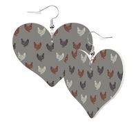 Orecchini a forma di cuore da donna a forma di gallo (1) orecchini pendenti in pelle, divertenti orecchini senza nichel per festa di compleanno, accessori per la decorazione