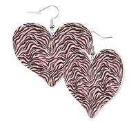Orecchini a forma di cuore da donna alla moda a righe zebra e tigre, orecchini pendenti in pelle rosa, divertenti orecchini senza nichel per festa di compleanno, accessori per la decorazione