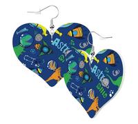 Orecchini a forma di cuore da donna, alla moda, con dinosauro nello spazio, in pelle, alla moda, senza nichel, per feste di compleanno, accessori decorativi