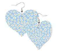 Orecchini a forma di cuore da donna, alla moda, con margherite floreali, in pelle, alla moda, senza nichel, per feste di compleanno, accessori decorativi