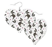 Orecchini a forma di cuore da donna, alla moda, con simpatici Boston Terrier, in pelle, alla moda, senza nichel, per feste di compleanno, accessori decorativi