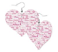 Orecchini a forma di cuore da donna, alla moda, in pelle, alla moda, con nastri per la sensibilizzazione contro il cancro al seno, divertenti orecchini senza nichel per feste di compleanno, accessori