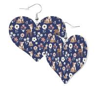 Orecchini a forma di cuore da donna, alla moda, in pelle, con graziosi cervi e margherite, alla moda, senza nichel, per feste di compleanno, accessori decorativi