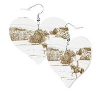 Orecchini a forma di cuore da donna alla moda orecchini pendenti in pelle con motivo cavaliere di cavallo in campo, divertenti orecchini senza nichel per festa di compleanno accessori decorazione
