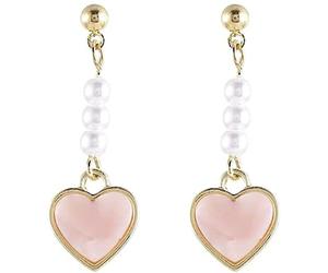 Orecchini a Forma di Cuore da Donna, Ciondolo a Forma di Gancio a Forma di Cuore d'Amore di Perle Rosa, Orecchini semplici per ridurre l'età Convenient Handled