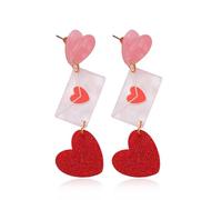 Orecchini a forma di cuore da donna, orecchini pendenti in acrilico, rosa, bianco, rosso, gioielli alla moda regalo per Natale, San Valentino, anniversario e compleanno