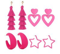 Orecchini a forma di cuore da donna, orecchini rosa accattivanti, 1 paio di gioielli vintage pendenti per feste, matrimoni, San e costumi per ragazze