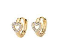 Orecchini a forma di cuore, da donna, placcati in oro, con zirconi alla moda, San Valentino, per la festa della mamma, gioielli hip hop piccoli orecchini a cerchio per cartilagine, Taglia unica