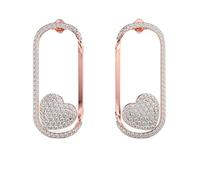 Orecchini a forma di cuore in argento sterling 925 | Placcatura in oro rosa | N. pietra: 186 | Dimensioni gemma: 0,01-0,07 mm | Peso: 1,76 crt | Forma: rotonda | 5,352 grammi |LKE_R_00287