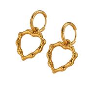 Orecchini a forma di cuore in bambù, orecchini in acciaio inox, accessori da donna, Misura unica, Acciaio inossidabile, Nessuna pietra preziosa
