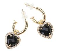 Orecchini a forma di cuore in oro nero alla moda, leggeri, per un comodo utilizzo tutto il giorno, Misura unica, come descritto, come descritto