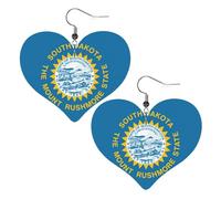 Orecchini a forma di cuore in pelle con bandiera del Dakota del Sud Dakota, alla moda, da donna, accessori per matrimoni e, Misura unica, Pelle sintetica