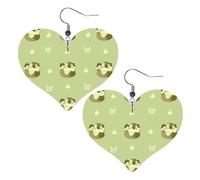 Orecchini a forma di cuore in pelle con stampa a forma di cupcake, eleganti e leggeri, per donne e ragazze, taglia unica, in pelle, senza pietre preziose
