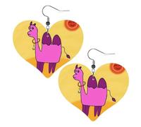 Orecchini a forma di cuore in pelle con stampa cammello nel deserto, eleganti e leggeri, per donne e ragazze, taglia unica, in pelle, senza pietre preziose