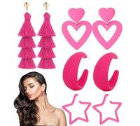 Orecchini A Forma Di Cuore Per Ragazze - Orecchini Rosa con Nappe | Gioiello alla Moda Pendente Vintage Accessorio Unico per Ragazze Donna San Matrimonio Costume