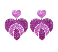 Orecchini a forma di cuore rosa da donna, alla moda, con pendente a forma di cuore rosa acceso, semplici orecchini a forma di cuore rosso e rosa, Zinco, Non pietra preziosa