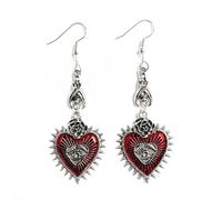 Orecchini a forma di cuore rosa punk, design gotico malocchio rosso sangue, gioielli pendenti vintage a goccia, accessori di Halloween in argento sterling, regalo unisex per la festa dei vampiri