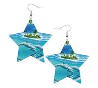 Orecchini a forma di delfino che nuotano in pelle blu marina a forma di stella, accessori alla moda, leggeri, festival, feste, vita quotidiana, One Size, Pelle, Non pietra preziosa