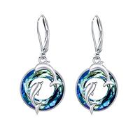 Orecchini a forma di delfino in argento Sterling S925 a forma di delfino a forma di S per amanti degli animali del mare dell'oceano per donne e ragazze in argento sterling