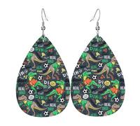 Orecchini a forma di dinosauro che gioca a calcio da donna, orecchini colorati in pelle a goccia per le donne alla moda, orecchini a goccia gioielli