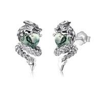 Orecchini a forma di drago, da donna, in argento Sterling 925, con agata muschiata, idea regalo per donne