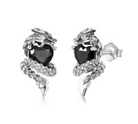 Orecchini a forma di drago, da donna, in argento Sterling 925, con zirconi neri, idea regalo per donne