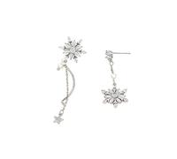 Orecchini a forma di fiocco di neve da donna, orecchini pendenti con strass scintillanti con perle, gioielli pendenti a forma di stella color argento